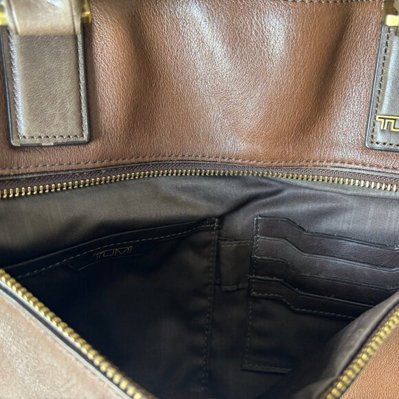 $1050 Tumi Beacon Hill Laptop Tan Brown Leather Briefcase Bag - Picture 11 of 13